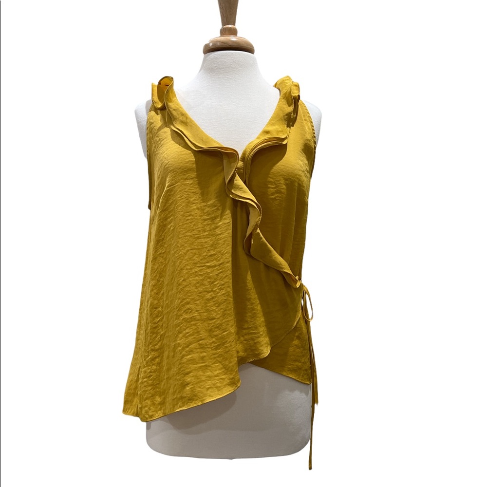 Naked Zebra silky wrap top. Size L. Gold